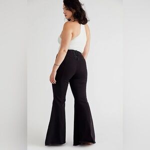 Lace Up Black Flare Jeans